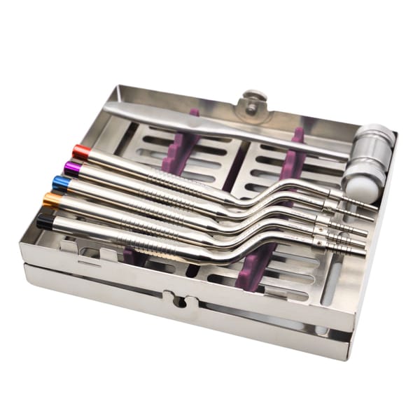 Osteotome Offset, set of 5 with hammer and casette 7270