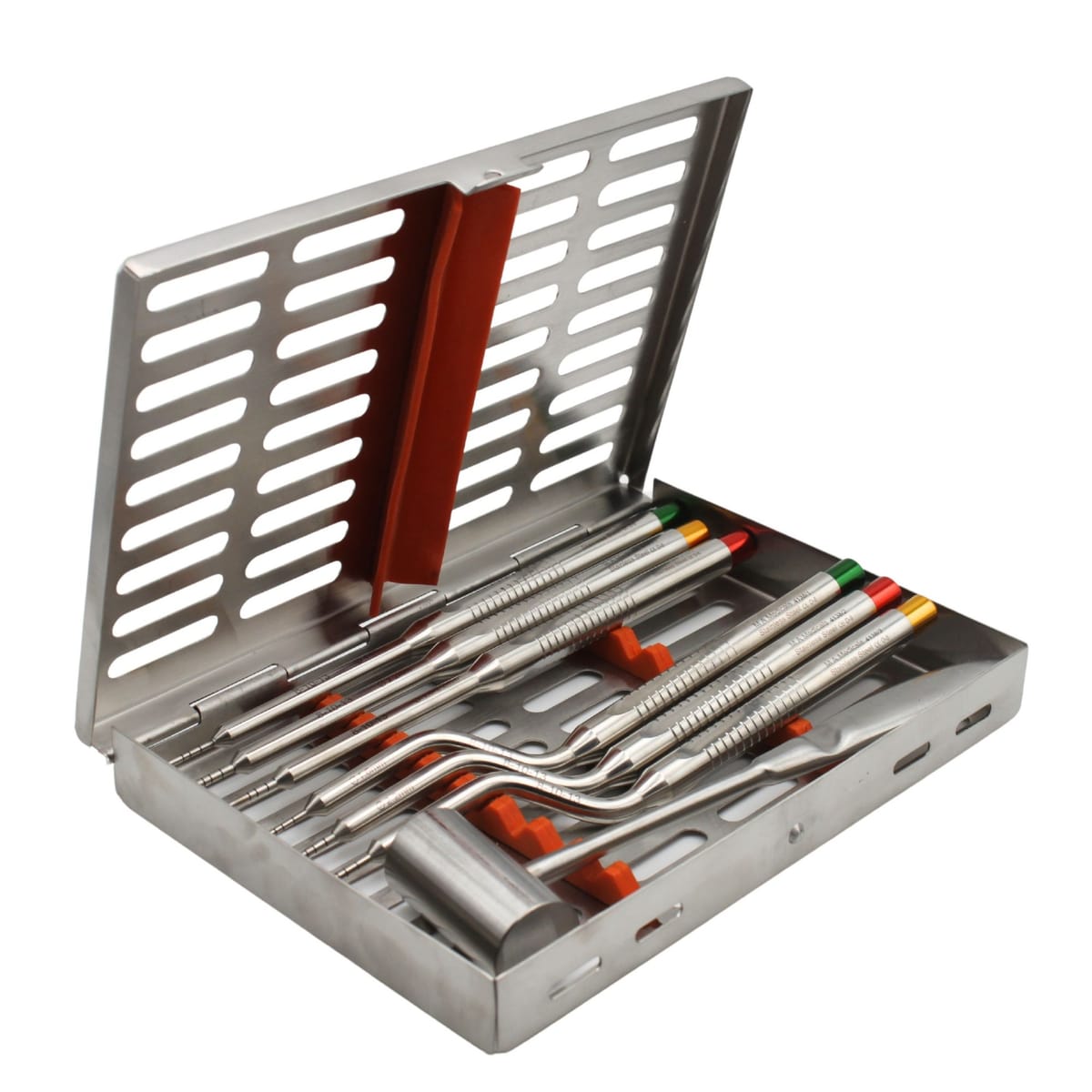 Bone Spreader, set of 6 with hammer and casette 7282 – ErgoDenta ApS, Chirurgische Instrumente
