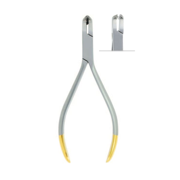 Mini Distal End Cutter with safety hold, ▢ 0.41x0.56mm(.016 x .022), M .017 x.025 ,12.5cm, TC 4603