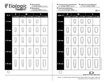 tioLogic® TWINFIT planning foil, scale 1:1/1.4:1 341-412-00 – DENTAURUM, Planungshilfen