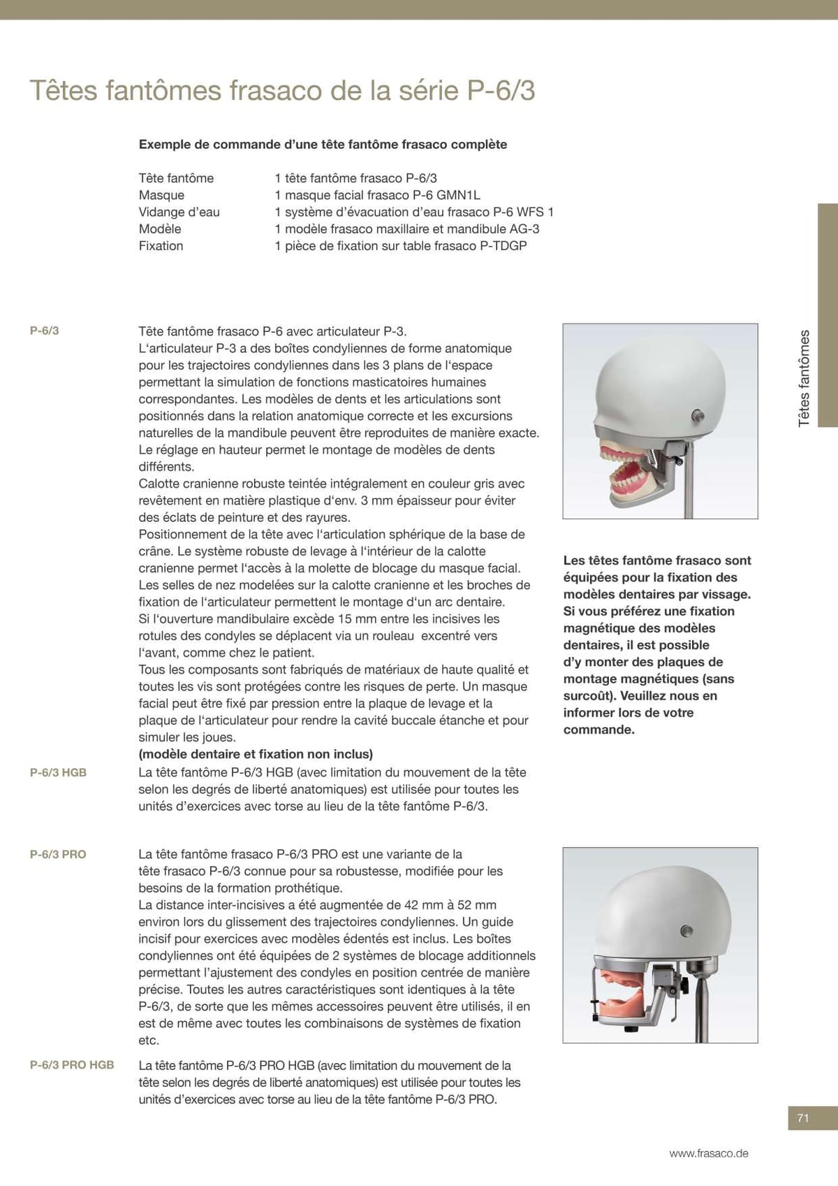 P-6/3 HGB Phantomkopf mit Halsgelenksbegrenzung – Frasaco, Demomodelle