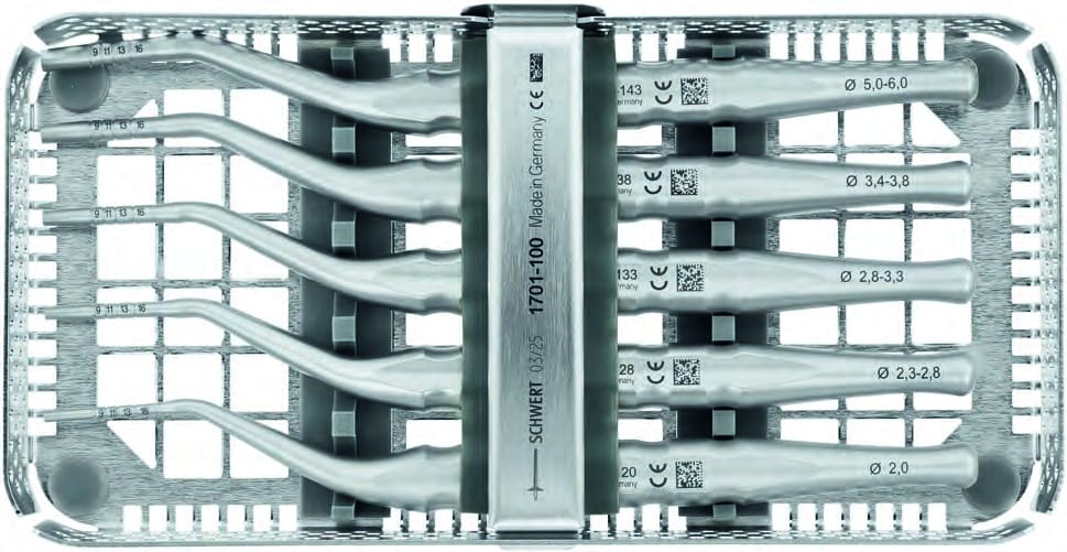 Osteotom-Set, konkave Spitzen im SCHWERT P-Lux Design-Griff – Schwert, Systemunabhängige Instrumente und Zubehör