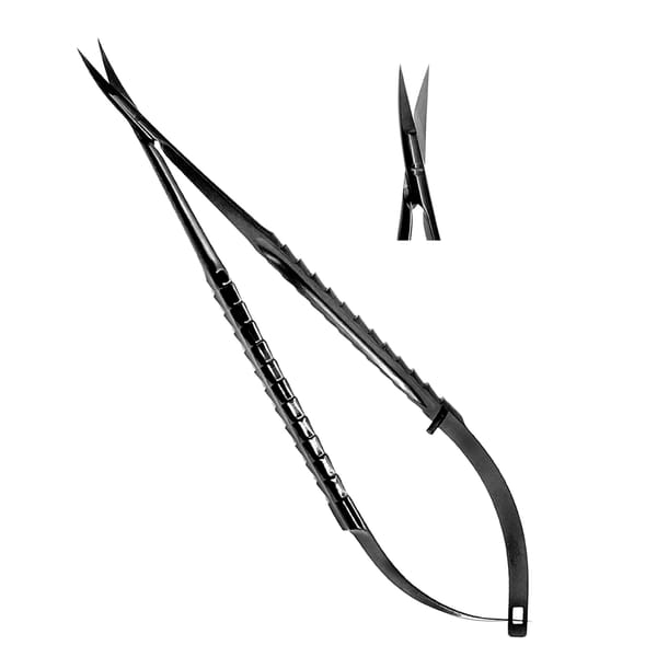 Castroviejo Scissors 18cm Curved TC Ergo Handle Black