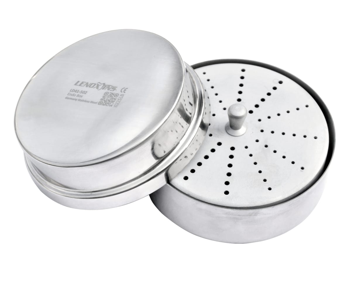 Aluminium Endo Box Round Shape 1.7mm 48 Holes 2.4mm Holes Stainless Steel – LENOX INS - Lensur Instruments Ltd., Zubehör für Wurzelbehandlung