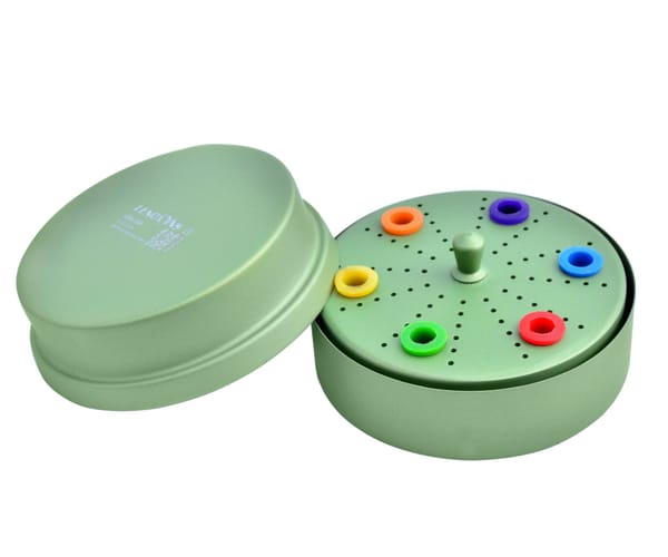 Aluminium Endo Box Round Shape 1.8mm 72 Holes Autoclavable Teflon coated