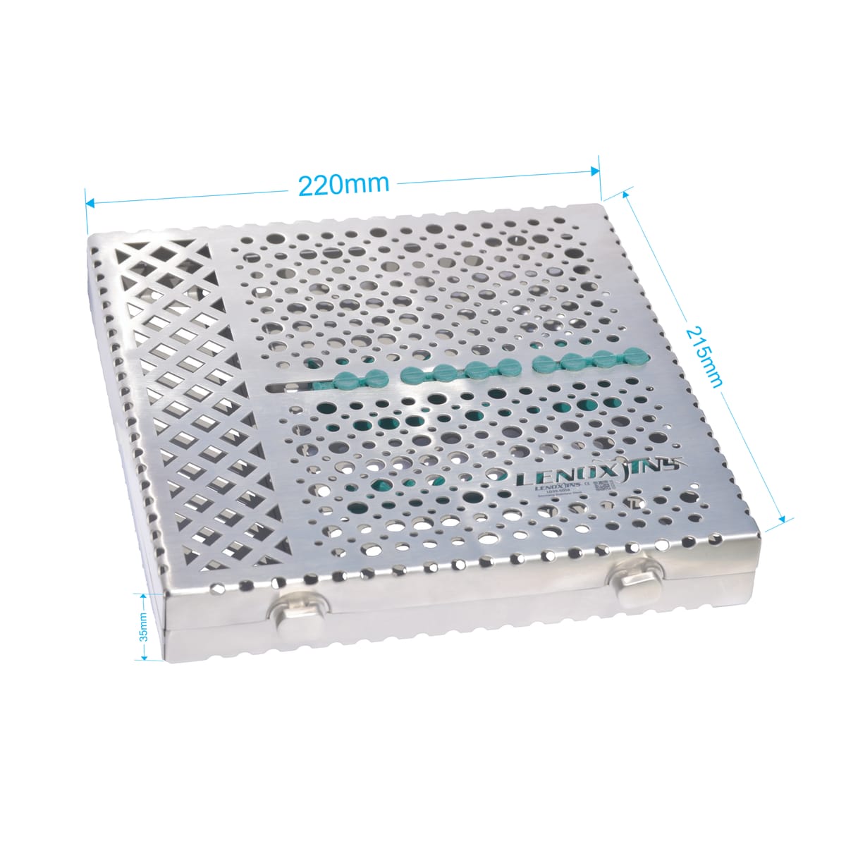 Dental Cassette Removeable Lid with compartment/silicon pad 220x215x35mm – LENOX INS - Lensur Instruments Ltd., Trays, Sterilcontainer und Zubehör