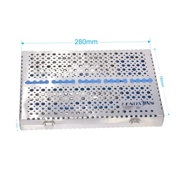 Dental Cassette For 20pcs Removeable Lid with compartment/silicon pad 280x185x35mm