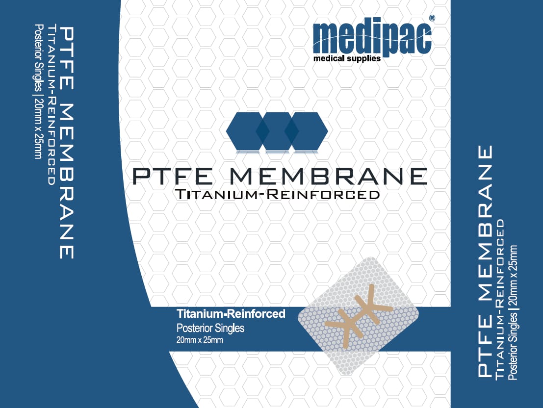 Ti-PTFE Regenerative Membrane Posterior Singles 20x25mm – MEDIPAC S.A., Implantologie