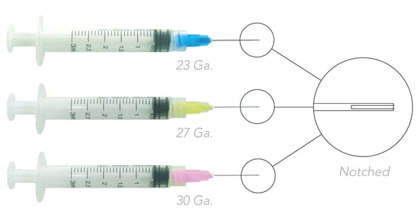 Endo Spülungs-Kombi-Set: 3-ml-Luer-Lock-Spritzen &amp; 1" biegbare Monoject-Kanülen (gekerbt) (244)