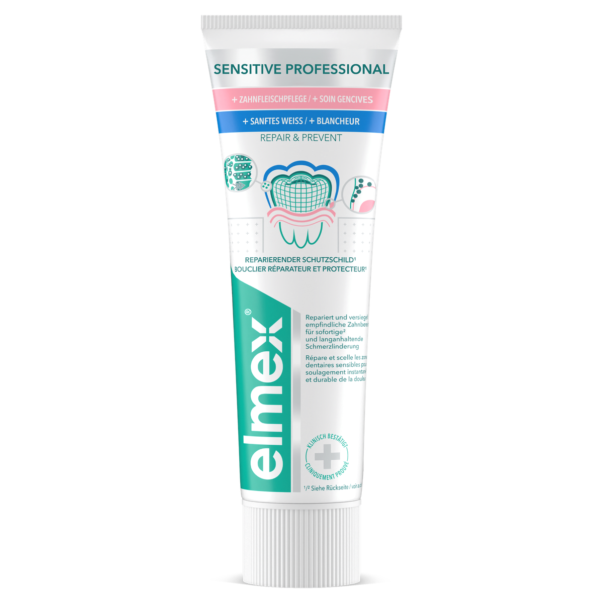 elmex® SENSITIVE PROFESSIONAL REPAIR & PREVENT sanftes Weiss Zahnpasta – CP GABA GmbH, Zahnpasta