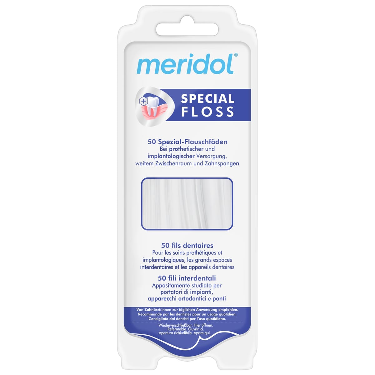 meridol Zahnseide Special Floss, 1 x 50 Stück – CP GABA GmbH, Zahnseide - Hölzer - Zahnstocher