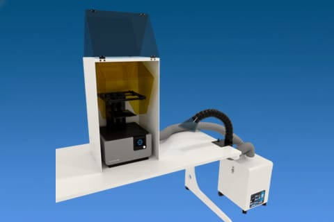 3D Printer Tall Containment Box with Source Capture Purifier & Flex Arm for Cleaning Station 3-0016-0211