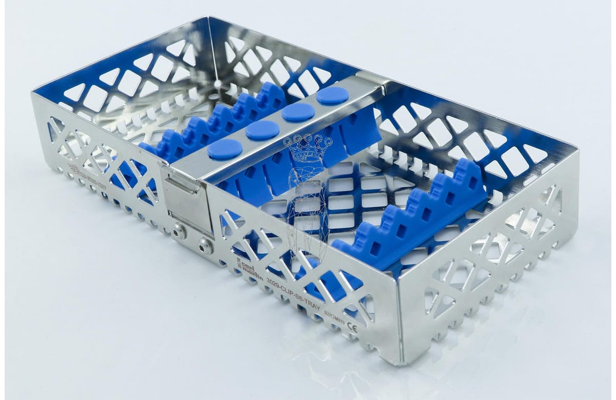 Steri-Wash-Tray 190x90x34mm 6 Instr. - Silikone hellbblau – Carl Martin, Trays, Sterilcontainer und Zubehör