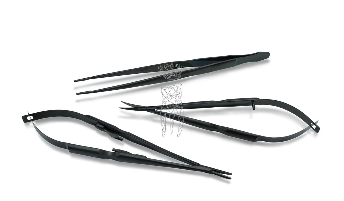 Mikro-Set: Nadelhalter + Federschere + Pinzette + Ölstift – Carl Martin, Modellierinstrumente