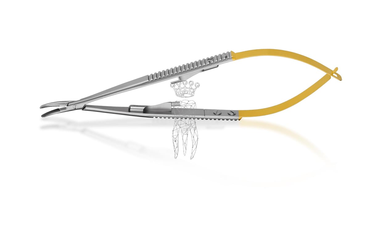 Nadelhalter Castroviejo gebogen 14cm TC – Carl Martin, Nadeln und Fäden