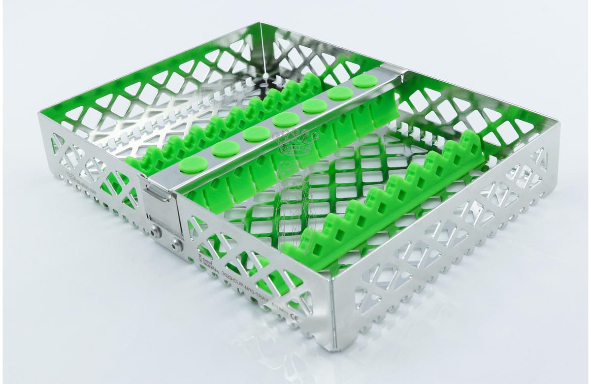 Steri-Wash-Tray 190x140x34mm 10 Instrumente - Silikone grün – Carl Martin, Trays, Sterilcontainer und Zubehör
