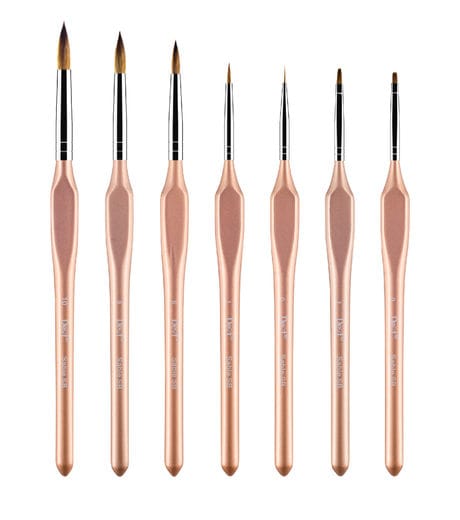 ER2MD – Dental Brush with Mix Sable Wooden Handle (Brown Gold)