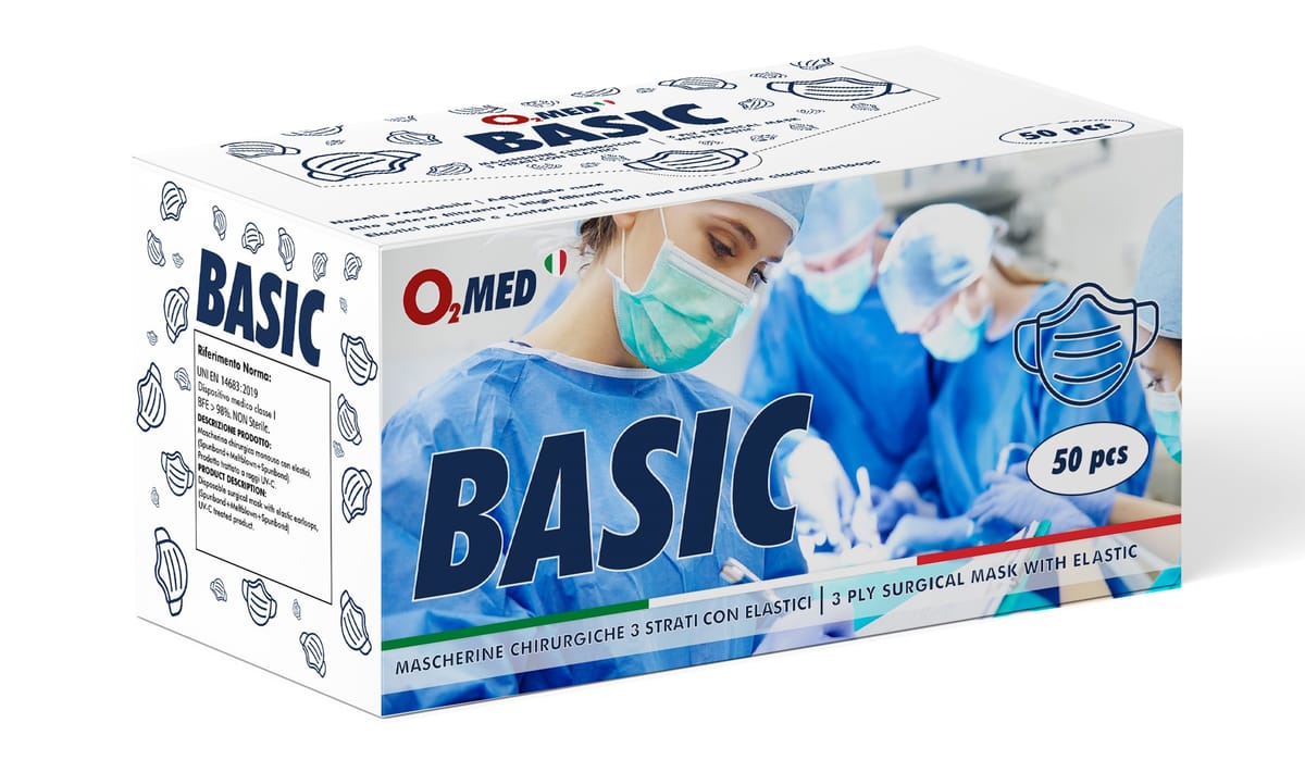 O2 MED BASIC MASCHERINE CHIRURGICHE – 1FLEX TECHNOLOGY SRL, Mundschutz