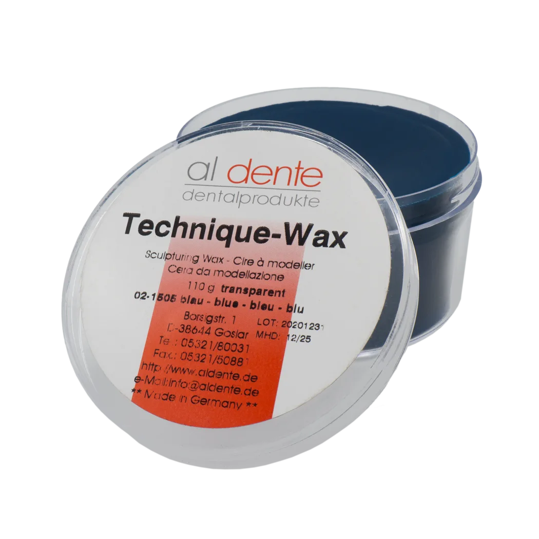 Technique Wax - Universelles Modellierungswachs blau transparent, 110 g – al dente Dentalprodukte, Wachse
