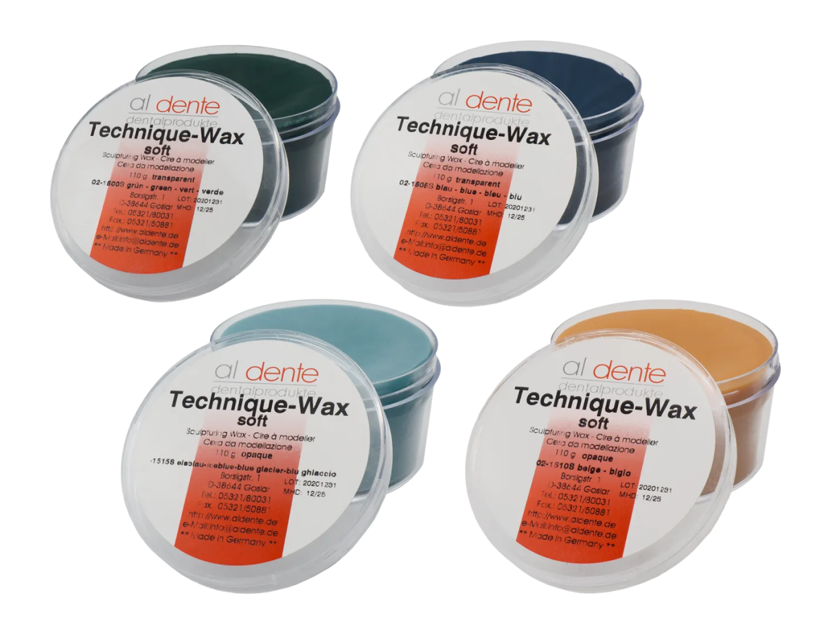 Technique Wax - Universal Sculpturing Wax green transparent soft, 110 g – al dente Dentalprodukte, Wachse