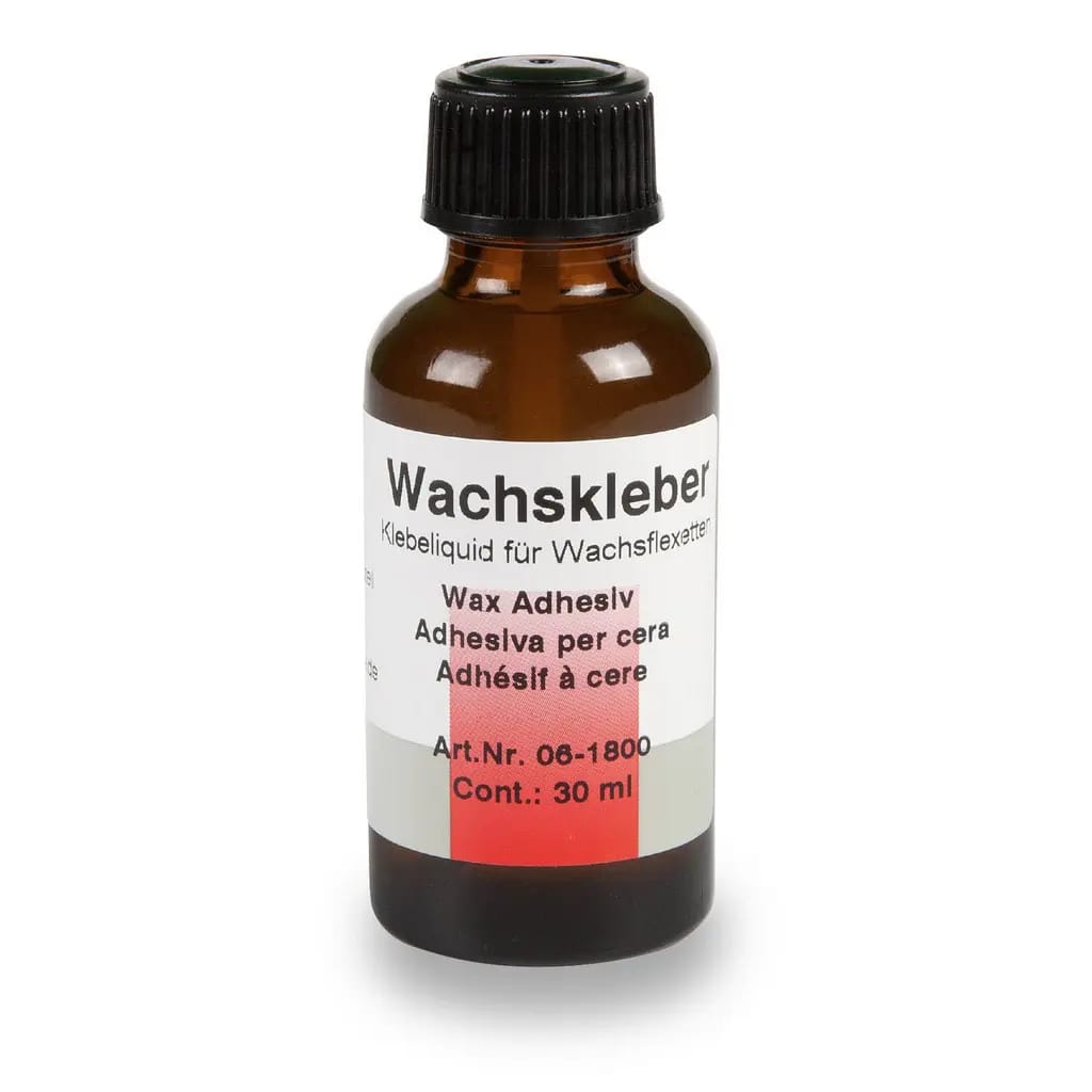 Wax adhesive glass bottle with brush, 30 ml – al dente Dentalprodukte, Wachse