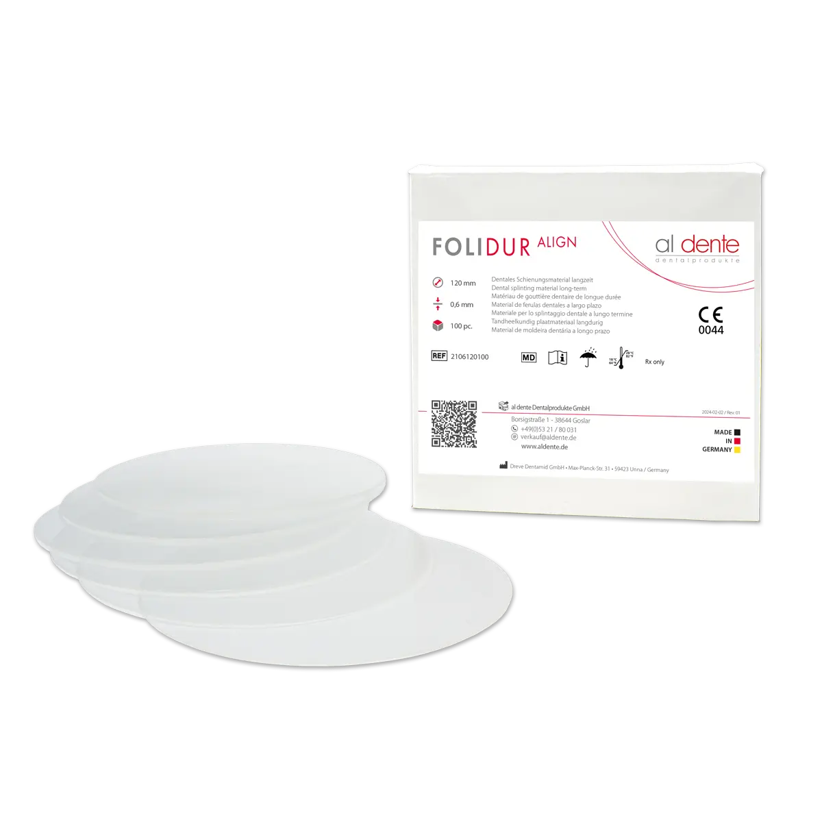 Folidur-Align, transparent, Ø 120 mm – al dente Dentalprodukte, Tiefziehfolien und -platten