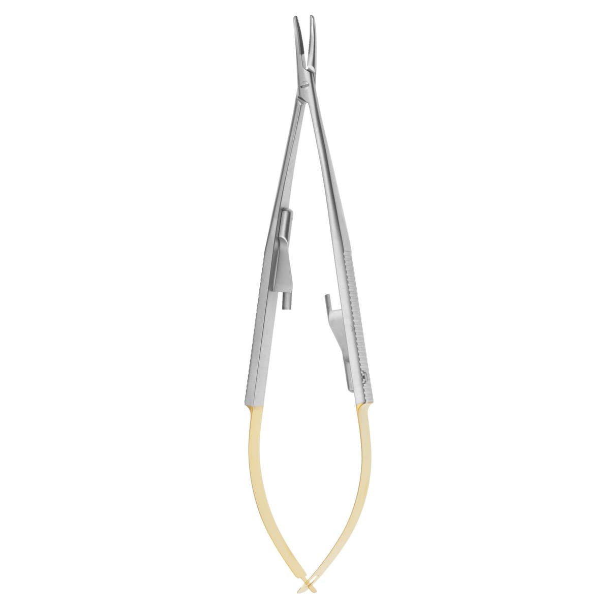NEEDLE HOLDER CASTROVIEJO mm140 F CURVED TC 520431 – Coricama srl, Nadeln und Fäden