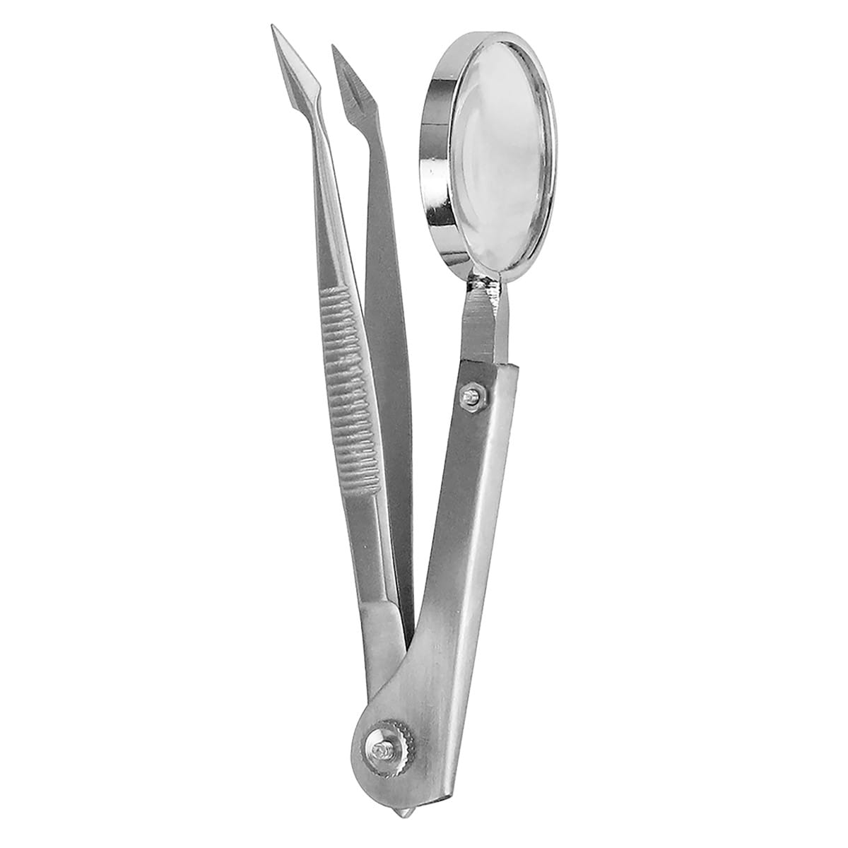 Splitterpinzette, 12,5 cm mit Lupe gerieft – Dewimed Medizintechnik GmbH, Pinzetten