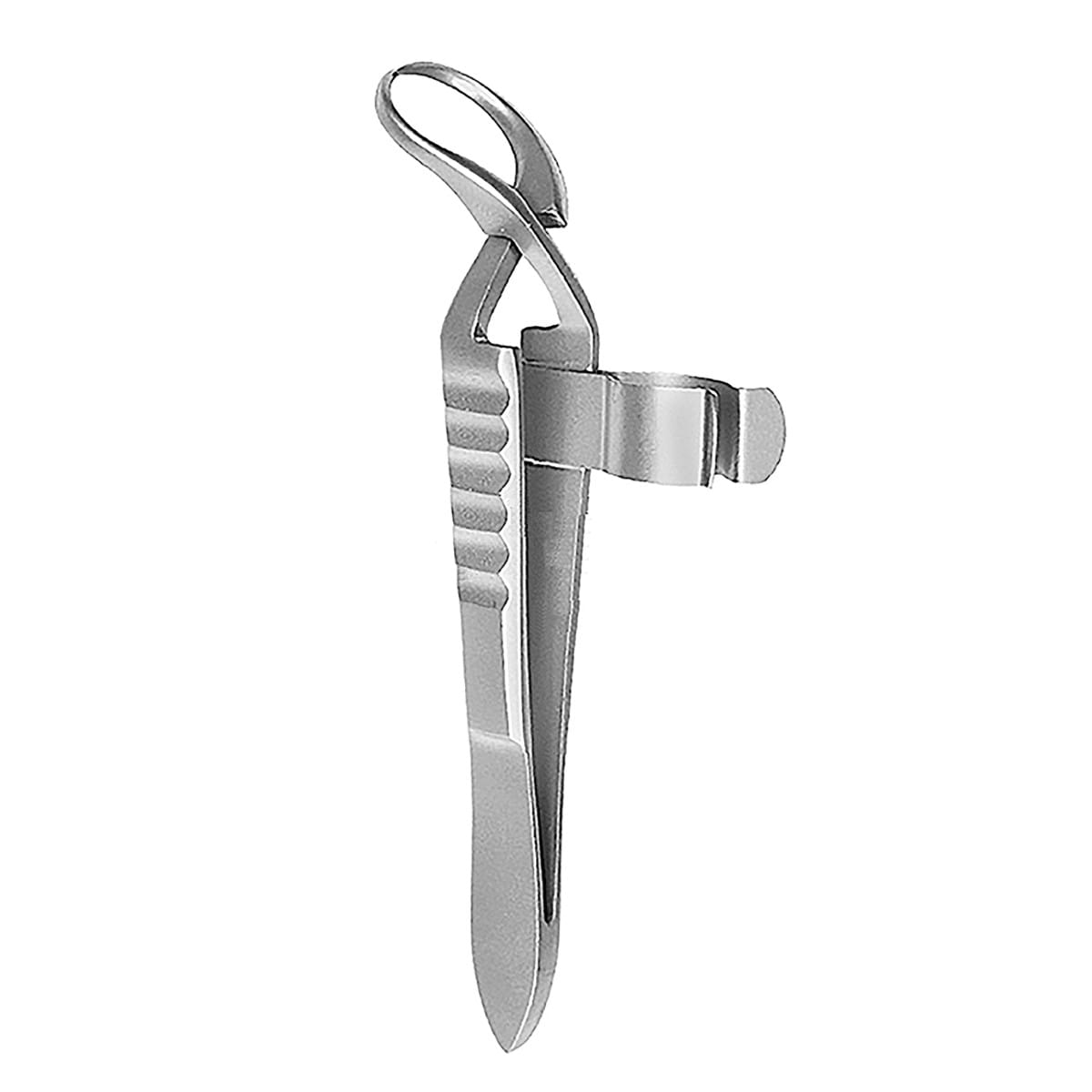 JONES, Tuchklemme, 8,5 cm mit Schlauchhalter 14.105.09 – Dewimed Medizintechnik GmbH, Sonstige chirurgische Instrumente