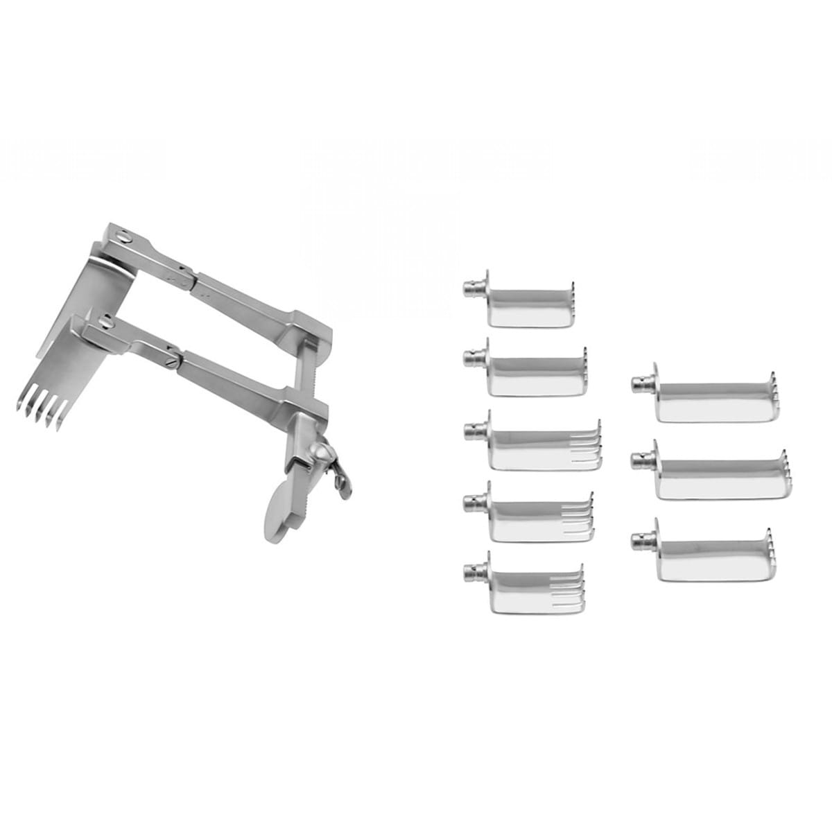 CASPAR, Sperrer, mit Gelenk, 12 cm 2×5 Valven mit 5 medialen Valven (40 / 45 / 50 / 55 / 60mm) und 5 lateralen Valven (40 / 45 / 50 / 55 / 60mm) 18.723.00 – Dewimed Medizintechnik GmbH, Chirurgische Instrumente