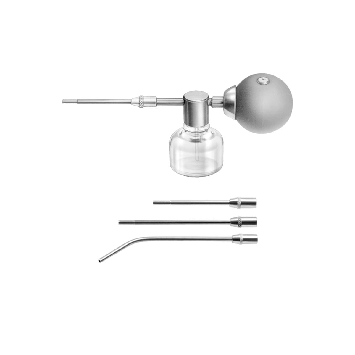 KABIERSKE, Pulverblaeser, komplett, 30 cm mit 3 Kanuelen, mit Gummiball 44.090.00 – Dewimed Medizintechnik GmbH