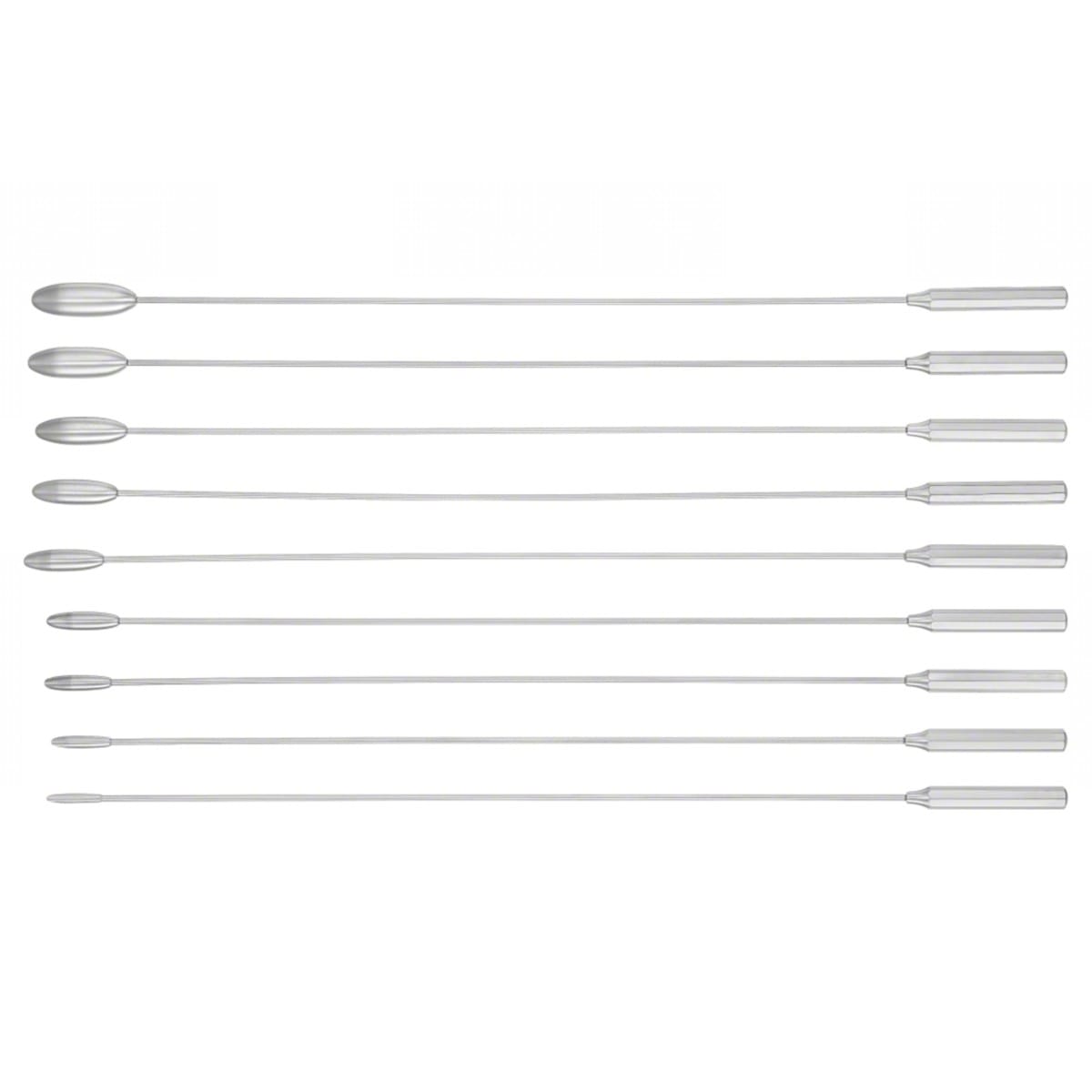BAKES, Gall.Stein Sonden = 9 St, 32 cm Fig. 3 bis Fig. 11 0 x 2 Zähne 62.150.00 – Dewimed Medizintechnik GmbH, Sonstige chirurgische Instrumente