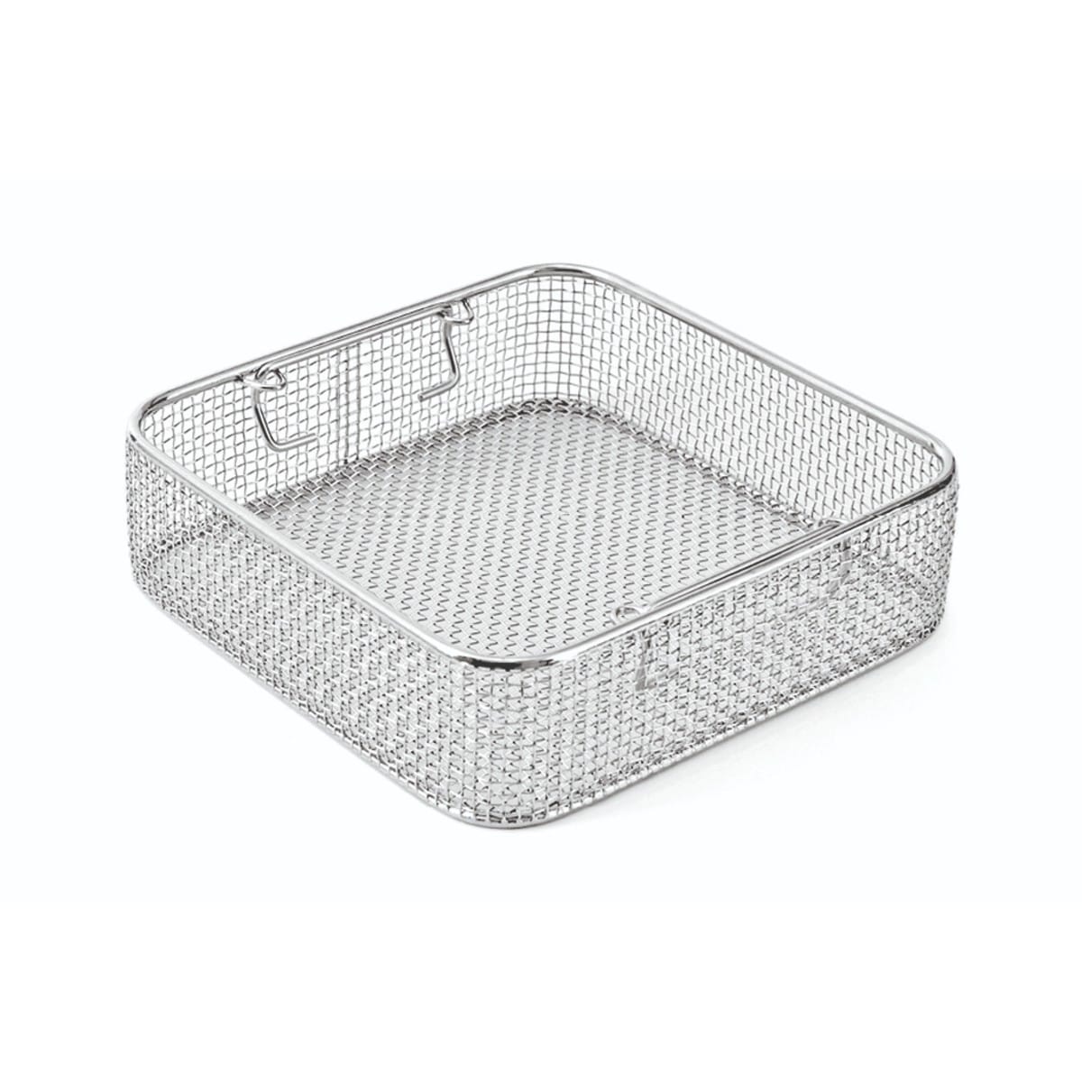 wire basket, 246 x246 x 50 mm mesh: 4×4 mm, wire: ø 1 mm without lid 88.249.10 – Dewimed Medizintechnik GmbH, Trays, Sterilcontainer und Zubehör