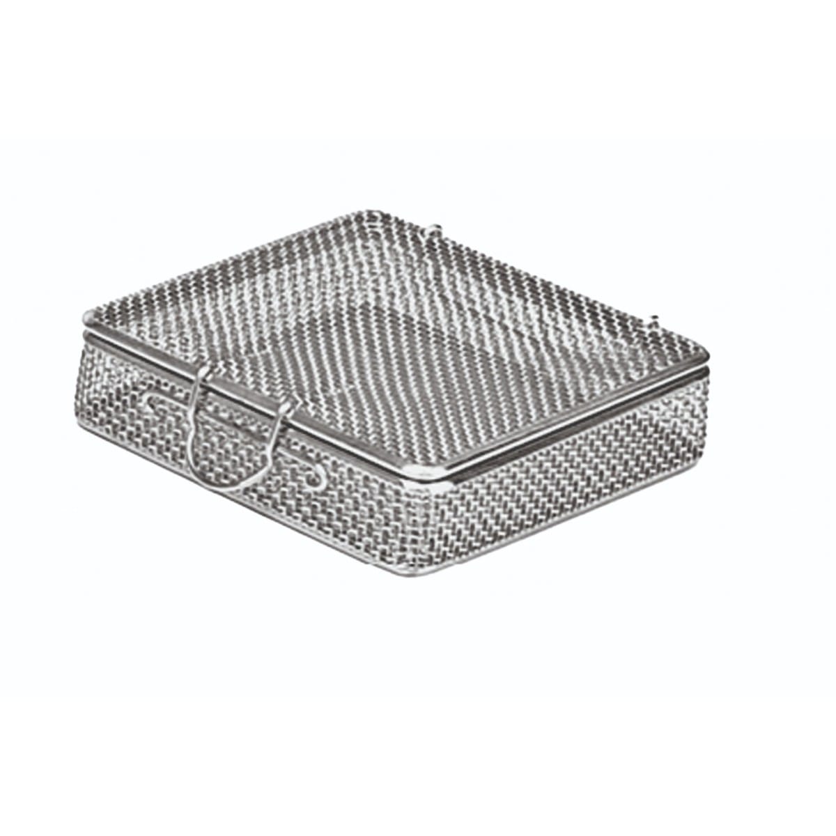 small fine mesh baskets, 60 x 60 x 20 mm mesh: 2×2 mm, wire: ø 0,5 mm with lid 88.311.03 – Dewimed Medizintechnik GmbH, Trays, Sterilcontainer und Zubehör