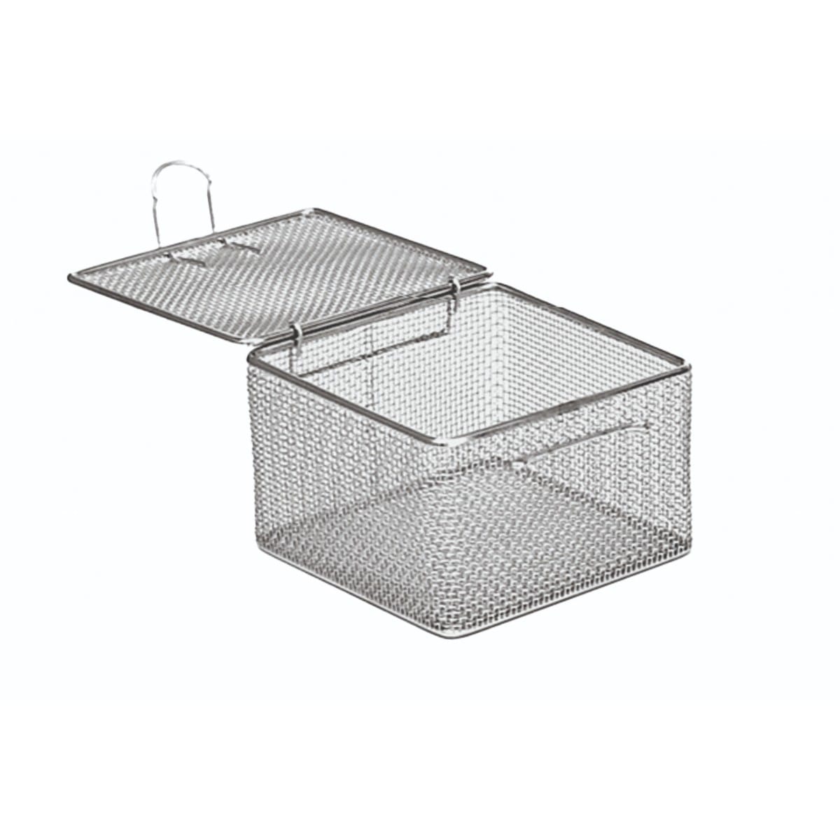 small fine mesh baskets, 60 x 60 x 60 mm mesh: 2×2 mm, wire: ø 0,5 mm with lid 88.311.05 – Dewimed Medizintechnik GmbH, Trays, Sterilcontainer und Zubehör