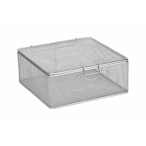 small fine mesh baskets, 240 x 240 x 100 mm mesh: 2×2 mm, wire: ø 0,5 mm with lid 88.311.18