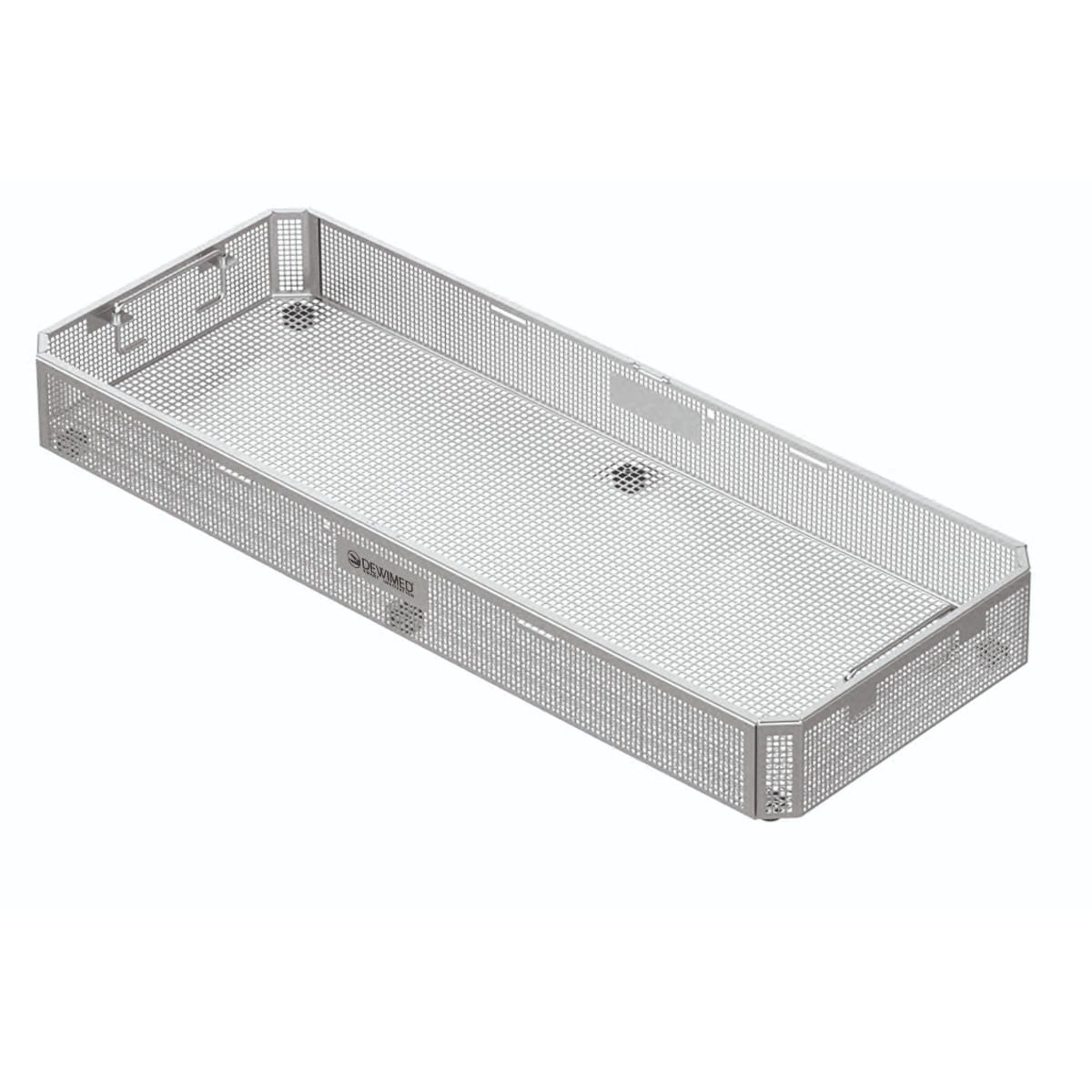 perforated stainless steel basket, 665 x 253 x 40 mm without lid 88.371.10 – Dewimed Medizintechnik GmbH, Trays, Sterilcontainer und Zubehör