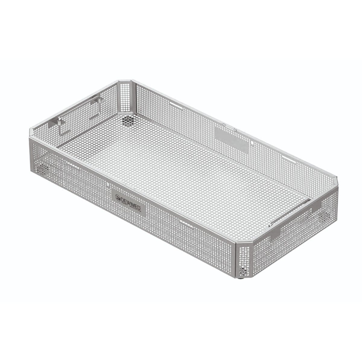 perforated stainless steel basket, 485 x 253 x 40 mm without lid 88.374.40 – Dewimed Medizintechnik GmbH, Trays, Sterilcontainer und Zubehör