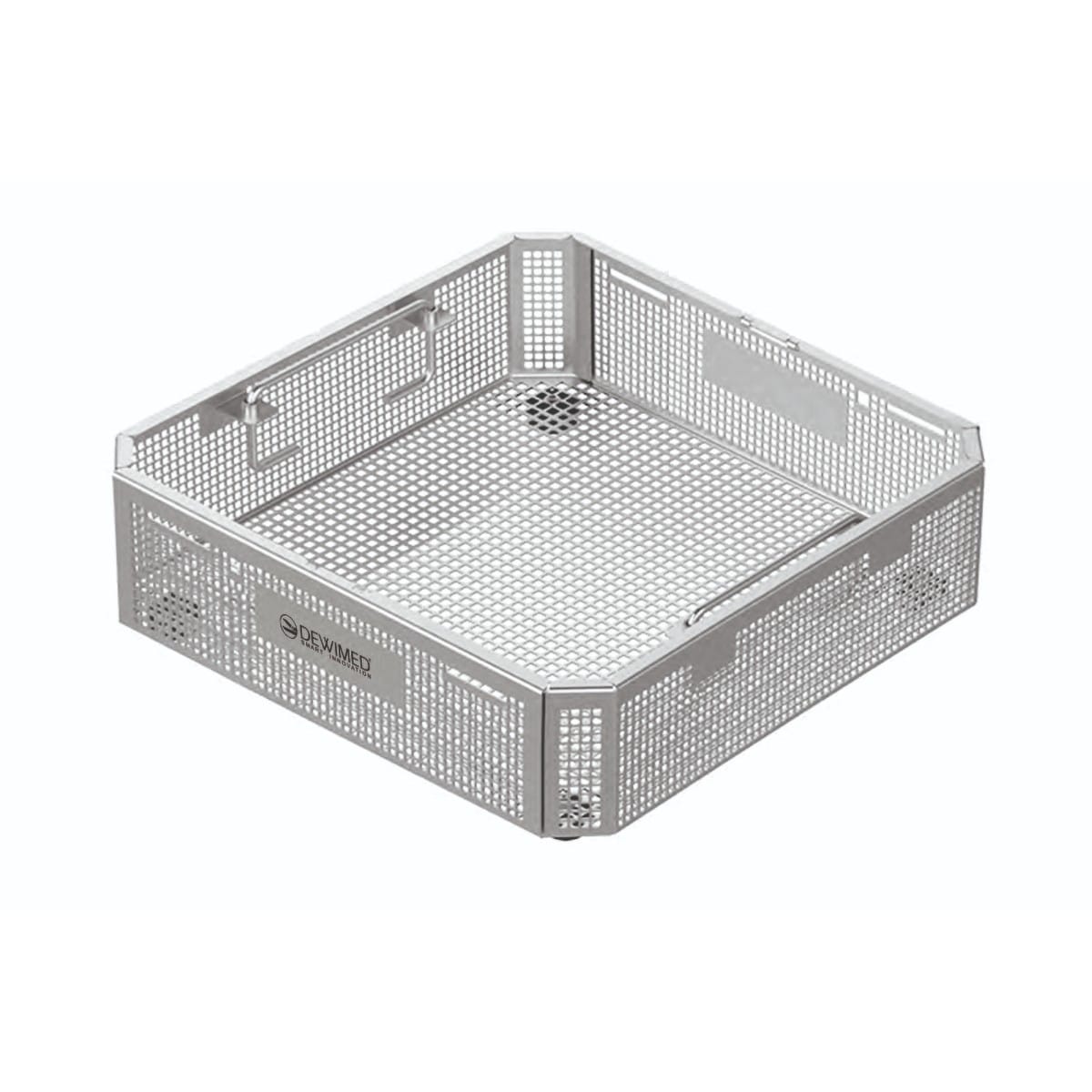 perforated stainless steel basket, 244 x 253 x 80 mm without lid 88.375.40 – Dewimed Medizintechnik GmbH, Trays, Sterilcontainer und Zubehör