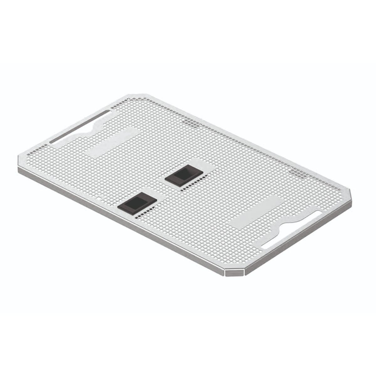 perforated stainless steel lid, 407 x 256 mm for 88.374.80 to 88.375.10 88.376.20 – Dewimed Medizintechnik GmbH, Trays, Sterilcontainer und Zubehör