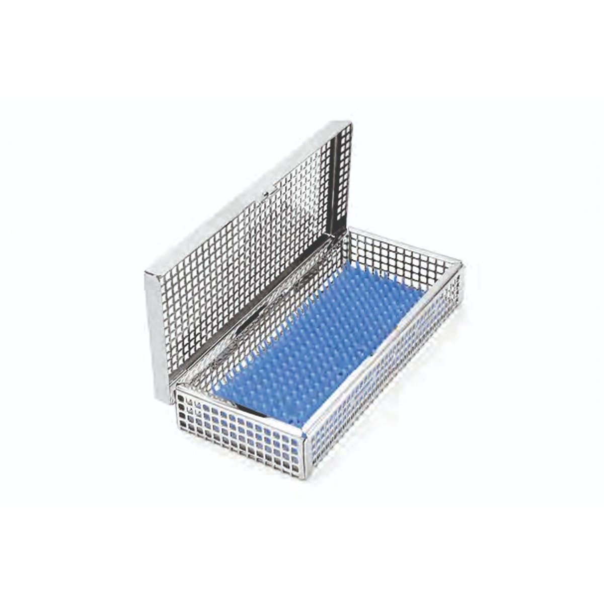 dental basket, 188 x 86 x 32 mm with lid and silicone mat 88.378.50 – Dewimed Medizintechnik GmbH, Trays, Sterilcontainer und Zubehör