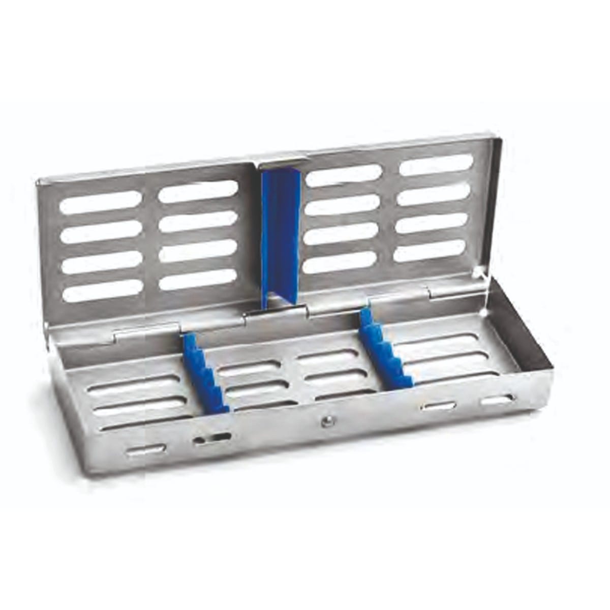 dental tray, 186 x 72 x 24 mm holds 5 instruments with lid and silicone fixations systems 88.379.00K – Dewimed Medizintechnik GmbH, Trays, Sterilcontainer und Zubehör