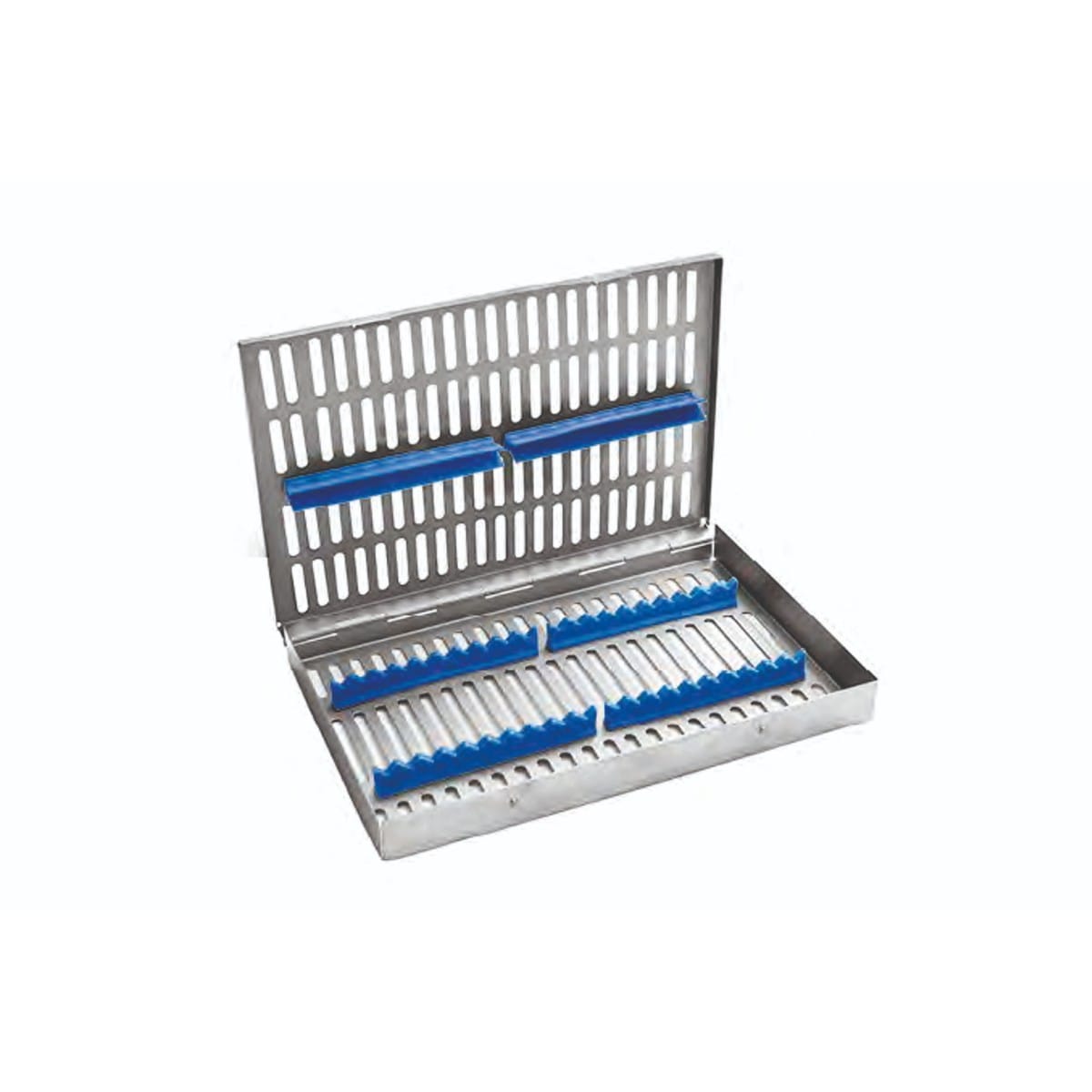 dental tray, 286 x 192 x 34 mm holds 20 instruments with silicone fixation systems 88.379.30K – Dewimed Medizintechnik GmbH, Trays, Sterilcontainer und Zubehör