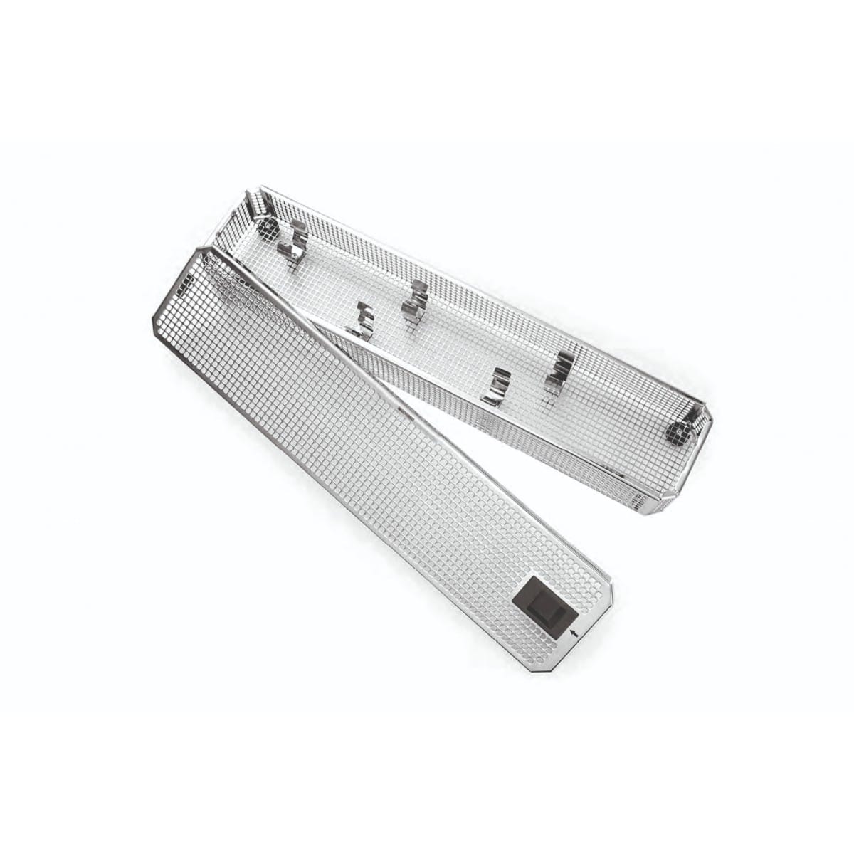 stainless steel basket with lid for k-wires, 460 x 100 x 64 mm 88.410.51 – Dewimed Medizintechnik GmbH, Trays, Sterilcontainer und Zubehör