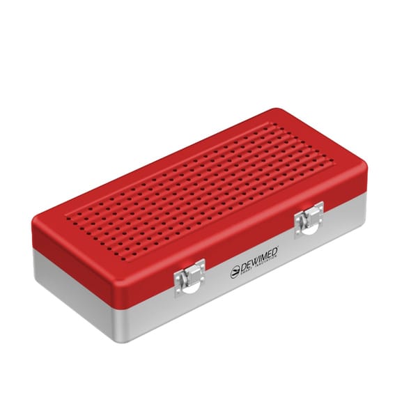 container implant model, 300 x 150 x 75 mm red perforated bottom and perforated lid 88.502.30