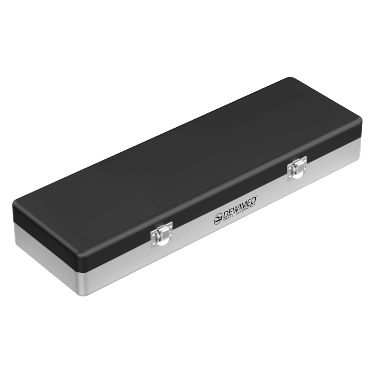 container implant model, 500 x 170 x 75 mm black non-perforated bottom and non-perforated lid 88.504.00 – Dewimed Medizintechnik GmbH, Trays, Sterilcontainer und Zubehör