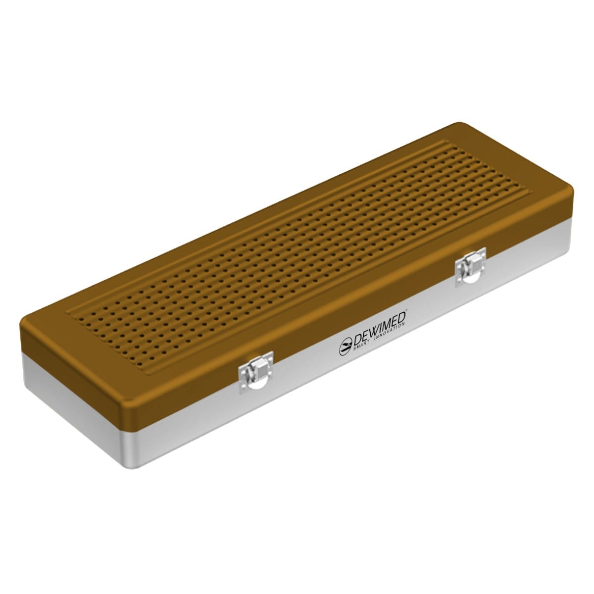 container implant model, 500 x 170 x 75 mm bronze non-perforated bottom and perforated lid 88.505.10 – Dewimed Medizintechnik GmbH, Trays, Sterilcontainer und Zubehör