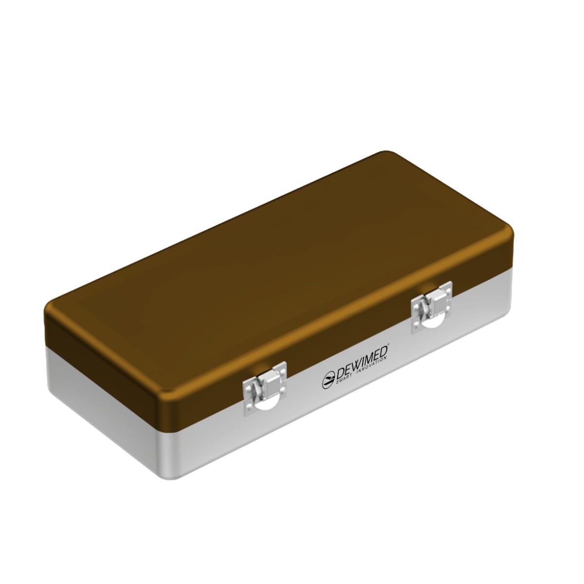 container implant model, 300 x 150 x 75 mm bronze non-perforated bottom and non-perforated lid 88.505.70 – Dewimed Medizintechnik GmbH, Trays, Sterilcontainer und Zubehör