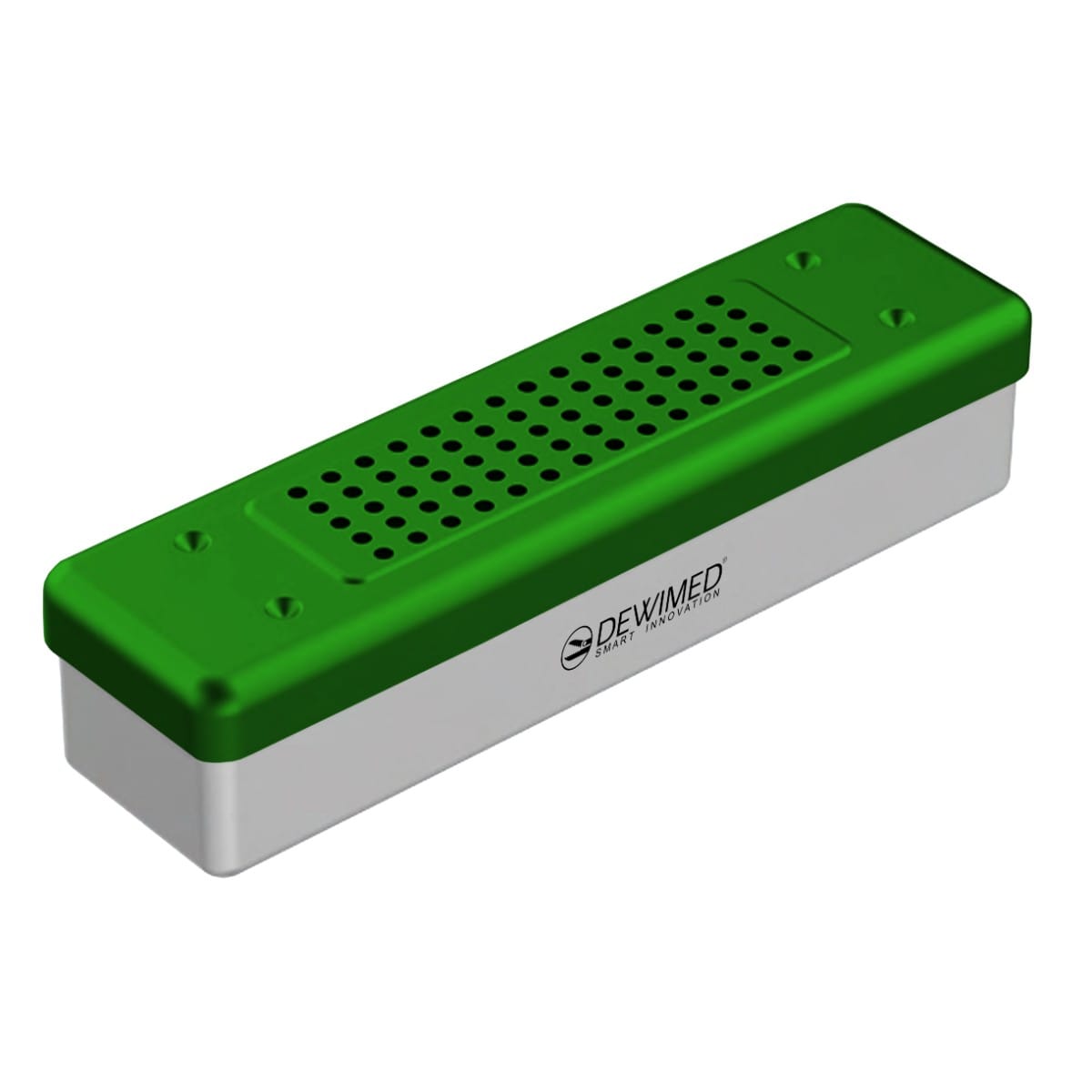 container scopy model, 260 x 70 x 60 mm green non-perforated bottom and perforated lid 88.506.30 – Dewimed Medizintechnik GmbH, Sonstige Zahntechnikmaterialien