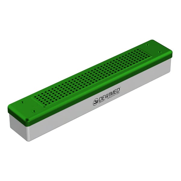 container scopy model, 455 x 80 x 70 mm green non-perforated bottom and perforated lid 88.506.90